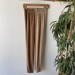 Ivan Ivan Pants Womens Small Brown Cream Colorblock Terry Jogger Casual Lounge